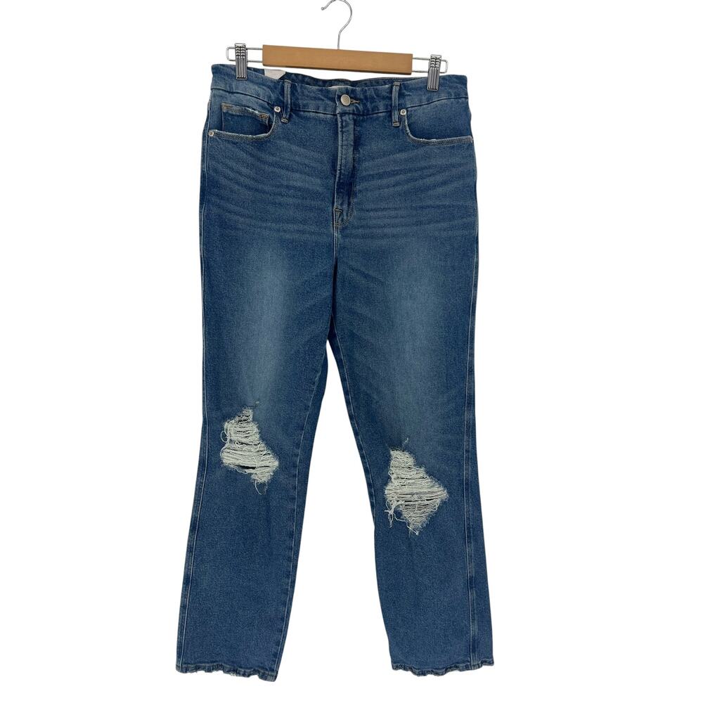 Good American Good Curve Straight Distressed Jeans 12/31 - Picture 2 of 7